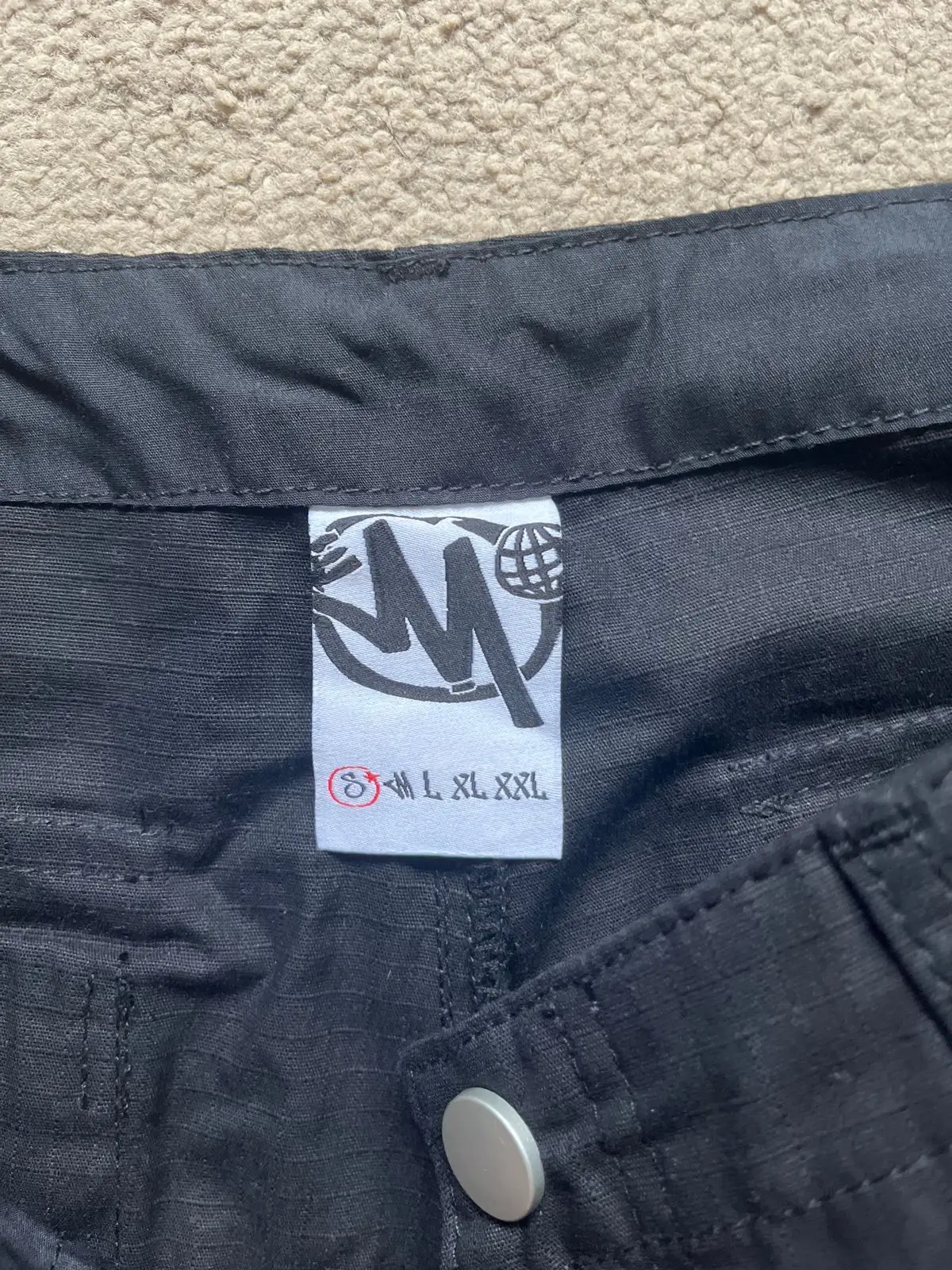 Black Cargo Pants with Purple Graphic