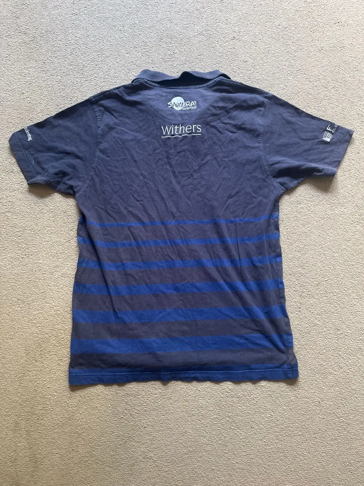 Natixis Hong Kong Rugby Polo Shirt Navy Striped