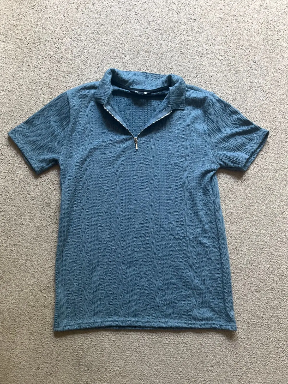Mr Price Blue Textured Polo Shirt Size S