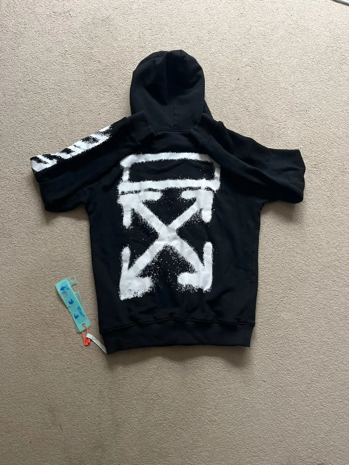 Off-White Black Hoodie Zebra Stripe Sleeves