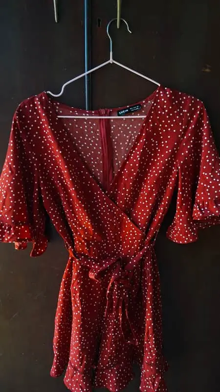 Shein red and white polka dot romper from Shein.