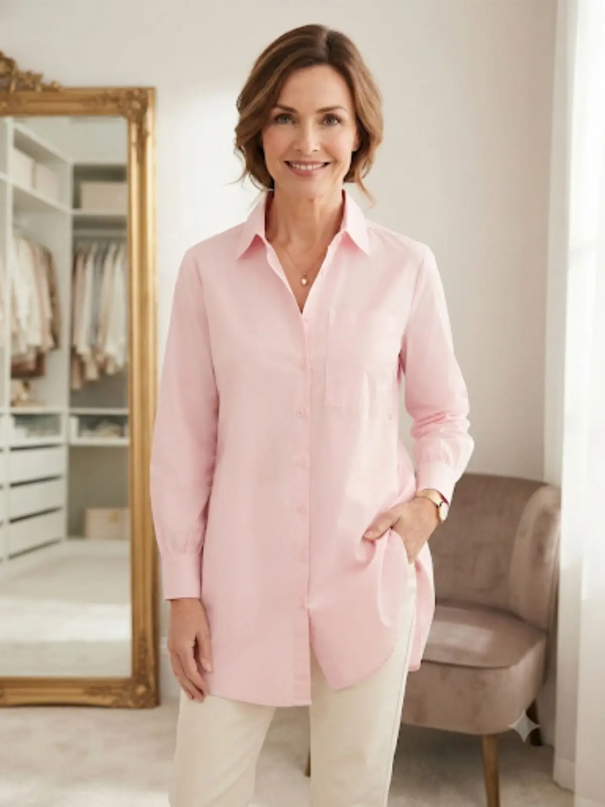 Earthaddict Light Pink Button-Up Shirt