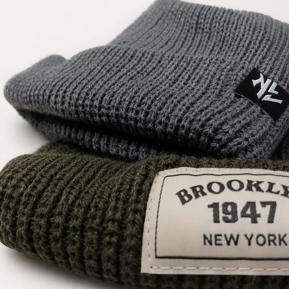 Black Ribbed Beanie Brooklyn 1947 New York