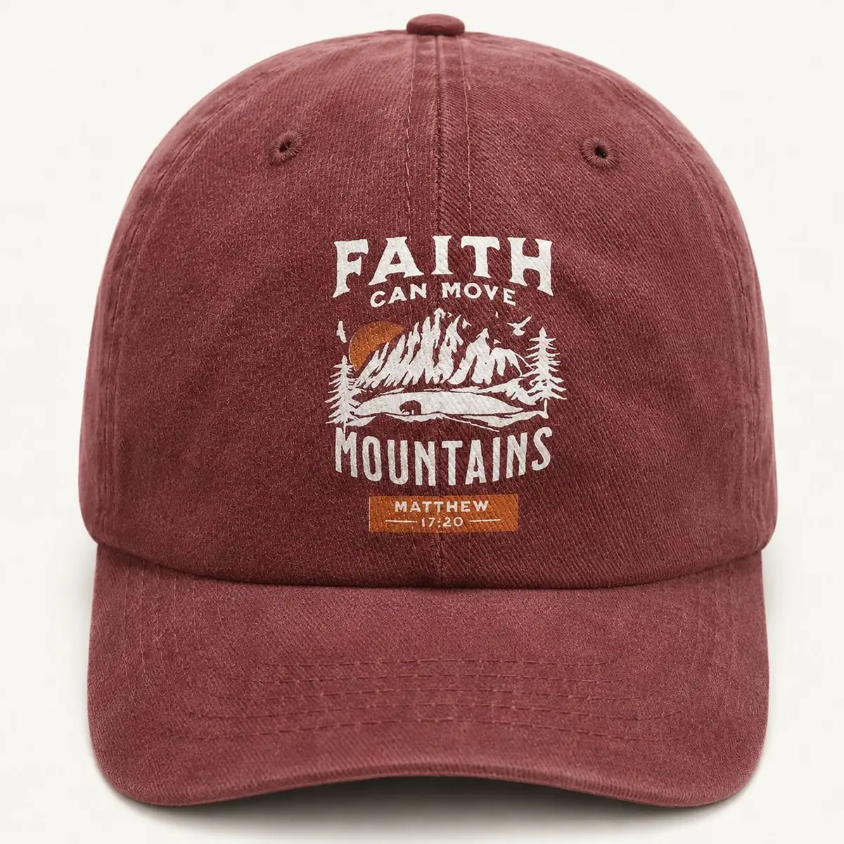 Burgundy Suede Cap with Embroidered Graphic