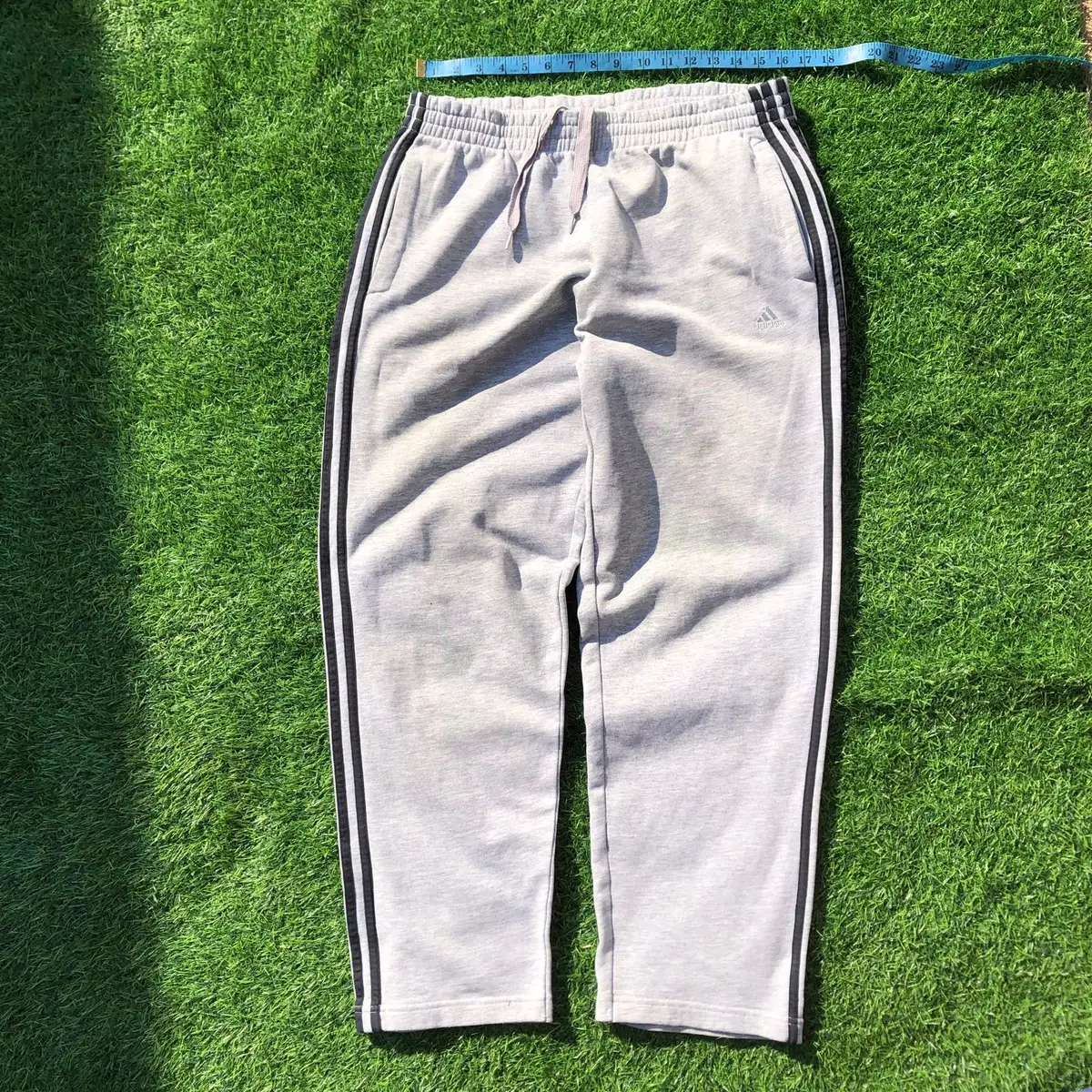 Adidas Grey Three-Stripe Track Pants