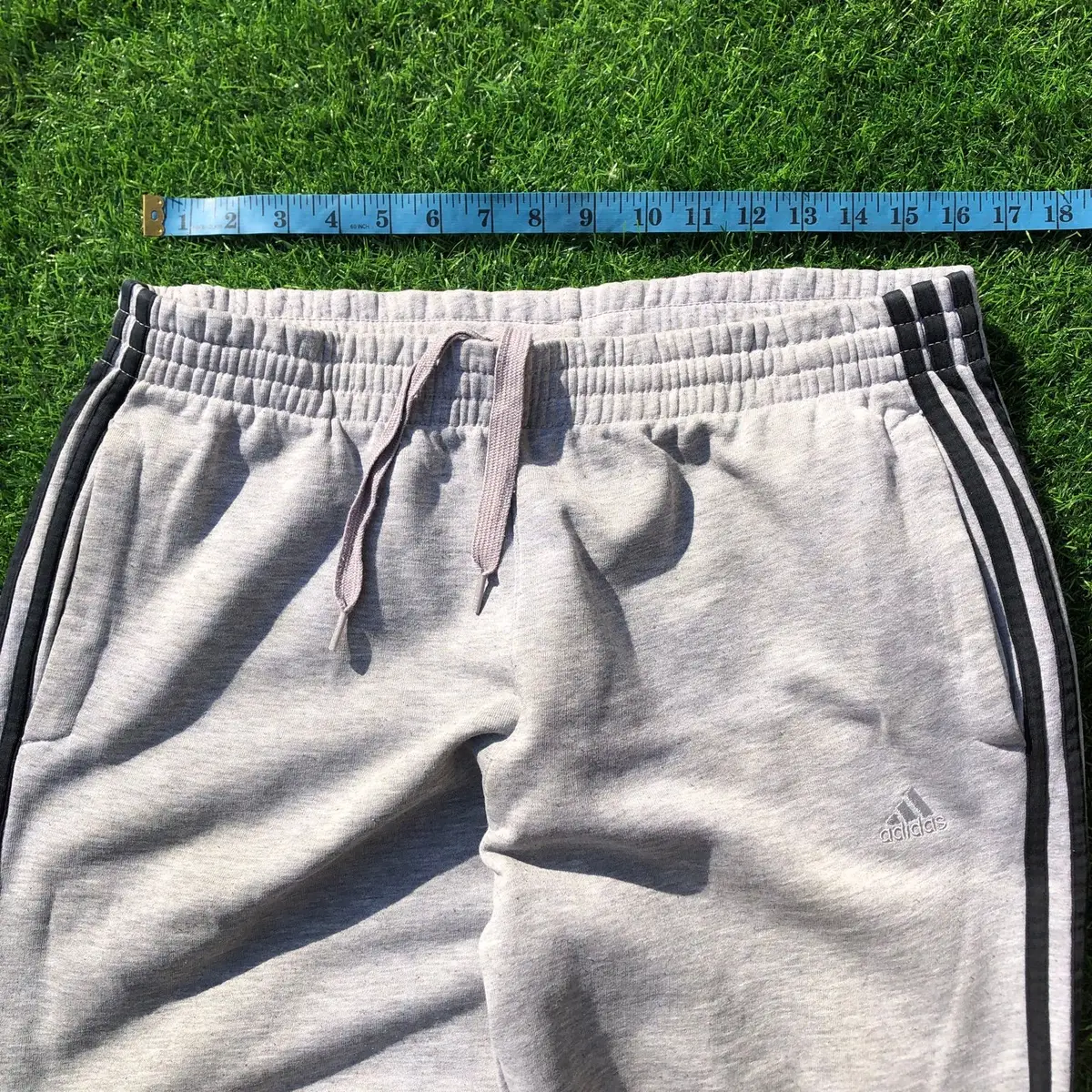 Adidas Grey Three-Stripe Track Pants