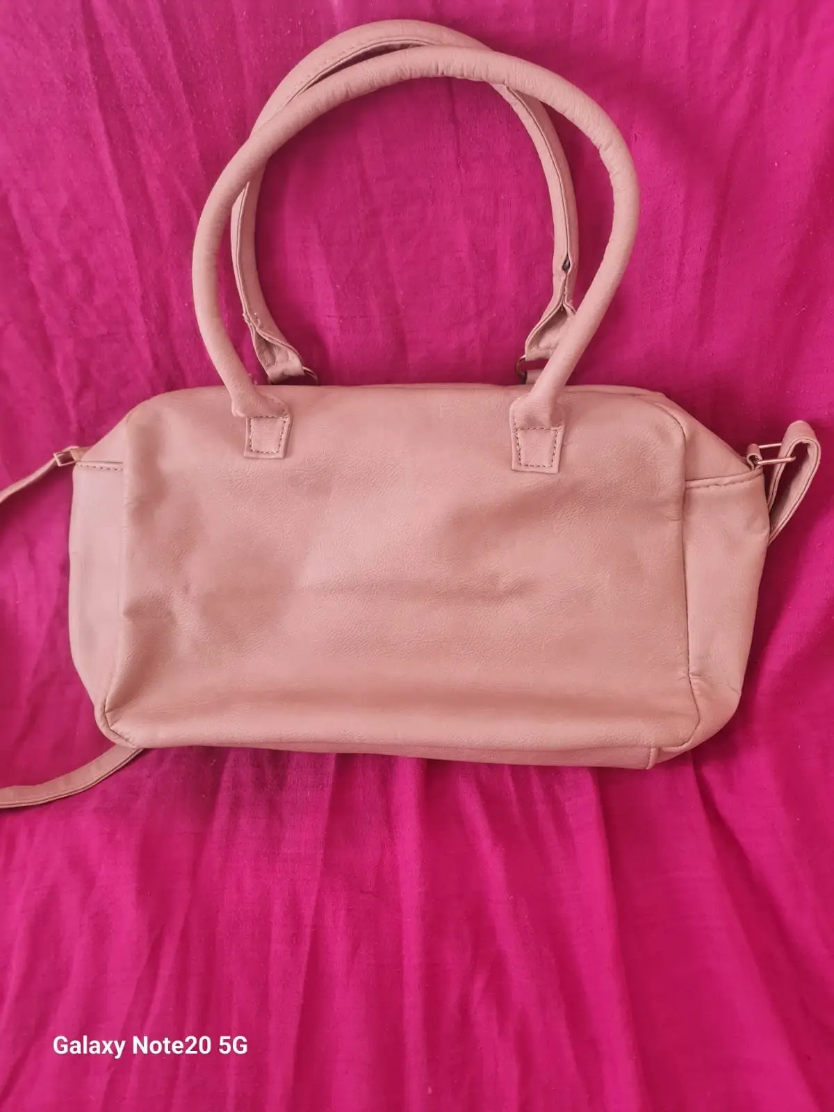 Pink Handbag with Detachable Strap