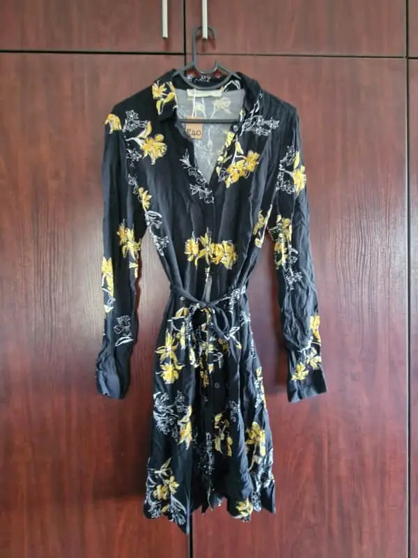 & Other Stories Black and yellow floral long sleeve dress