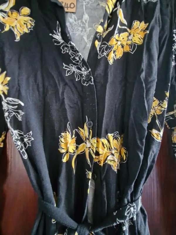 Black and yellow floral long sleeve dress