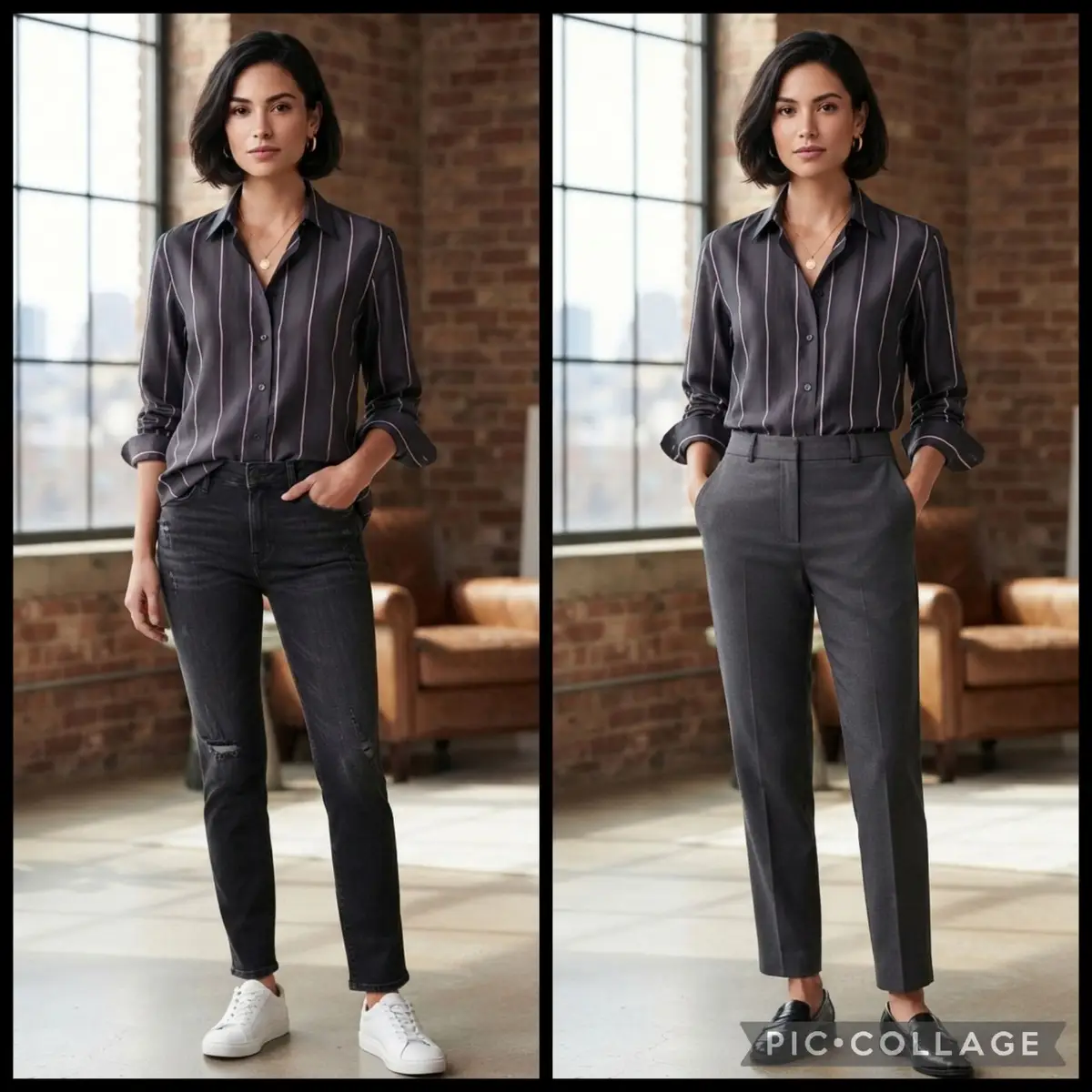 Striped Button-Up Shirt