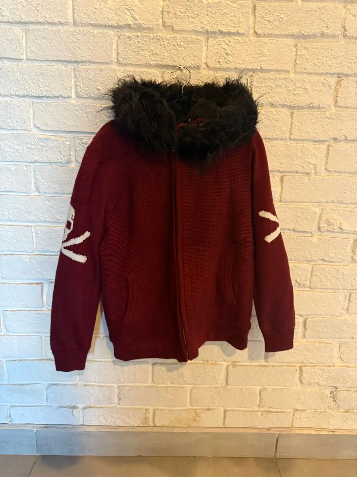 Maroon Hoodie with Fur-Lined Hood