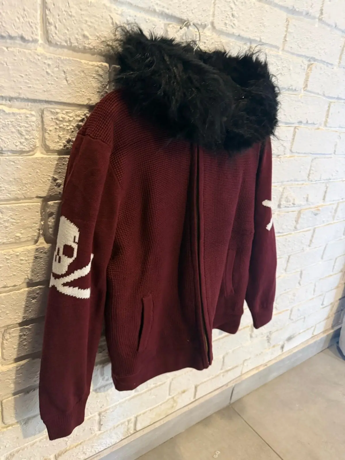 Maroon Hoodie with Fur-Lined Hood