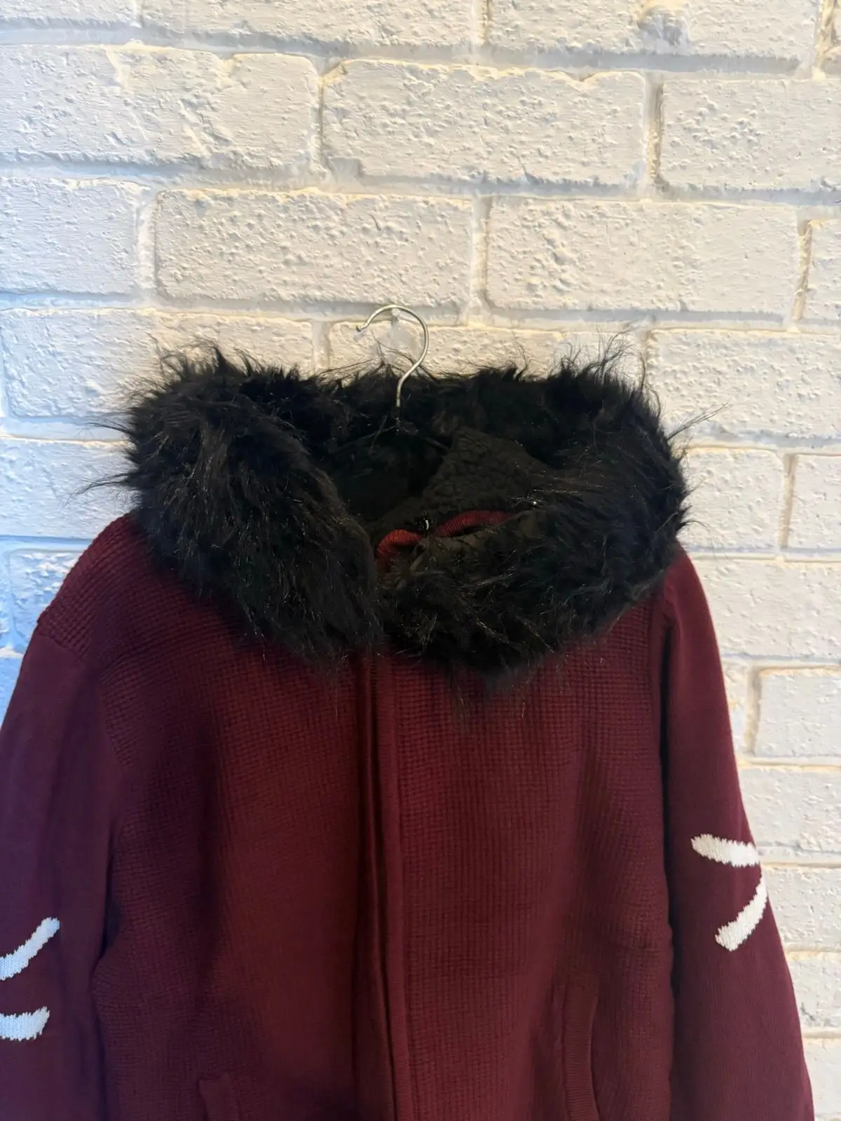 Maroon Hoodie with Fur-Lined Hood
