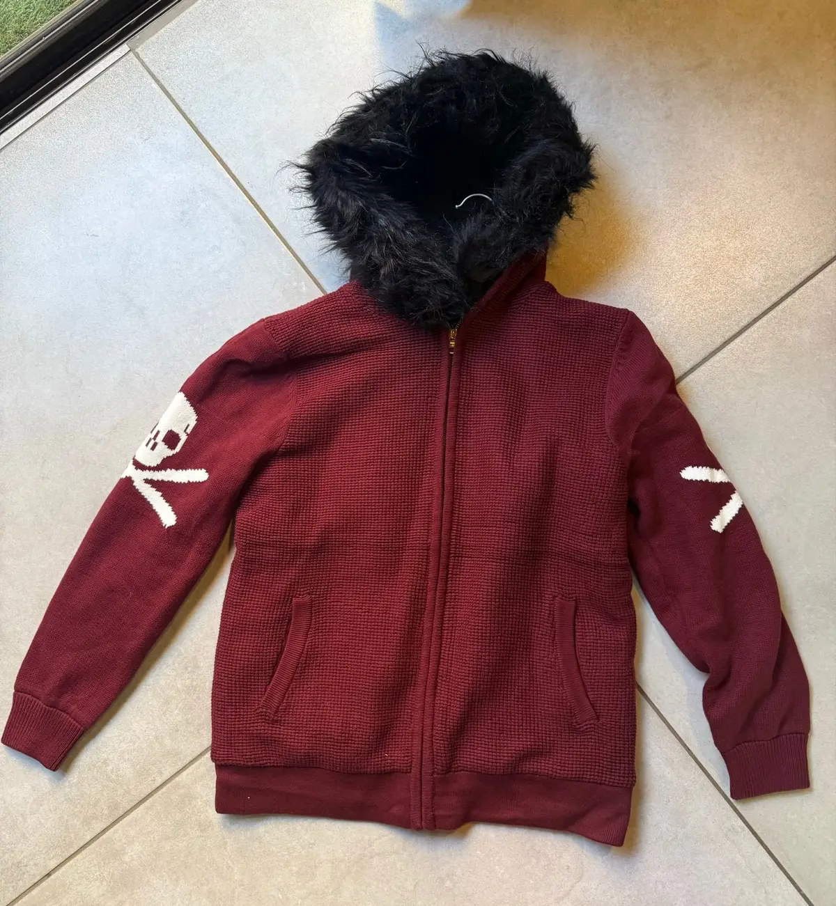 Maroon Hoodie with Fur-Lined Hood