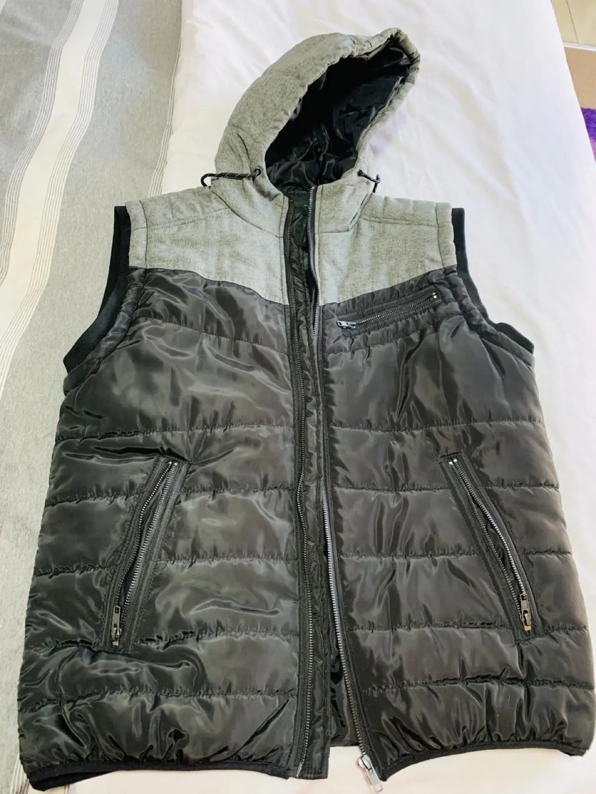 Black Hooded Puffer Vest