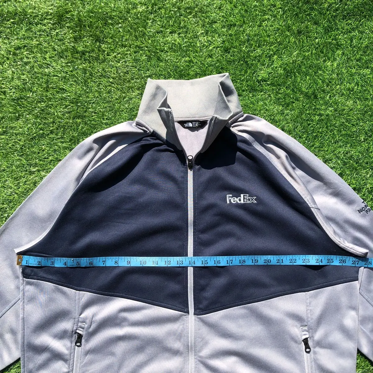 Grey and Navy Zip-Up Jacket