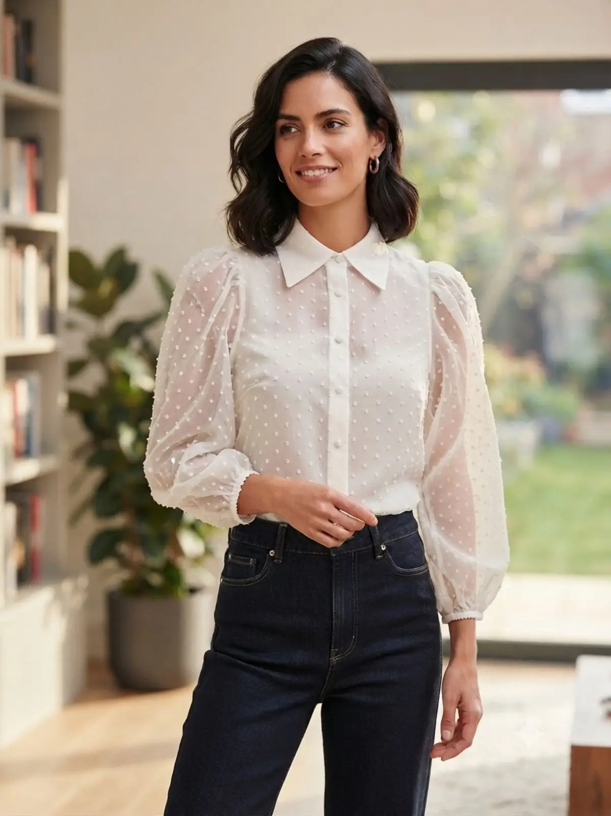 Zara White Puff Sleeve Blouse