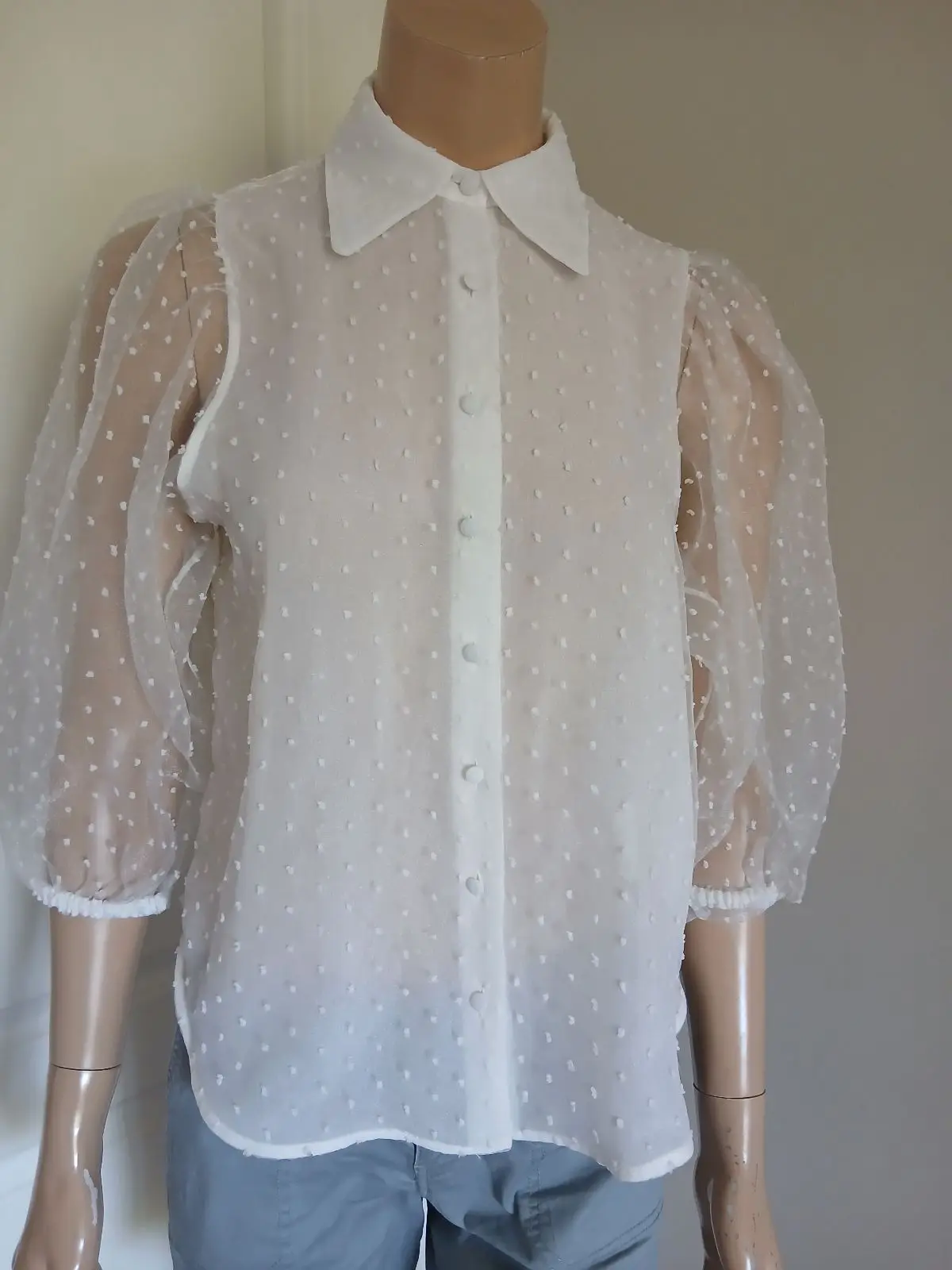 Zara White Puff Sleeve Blouse