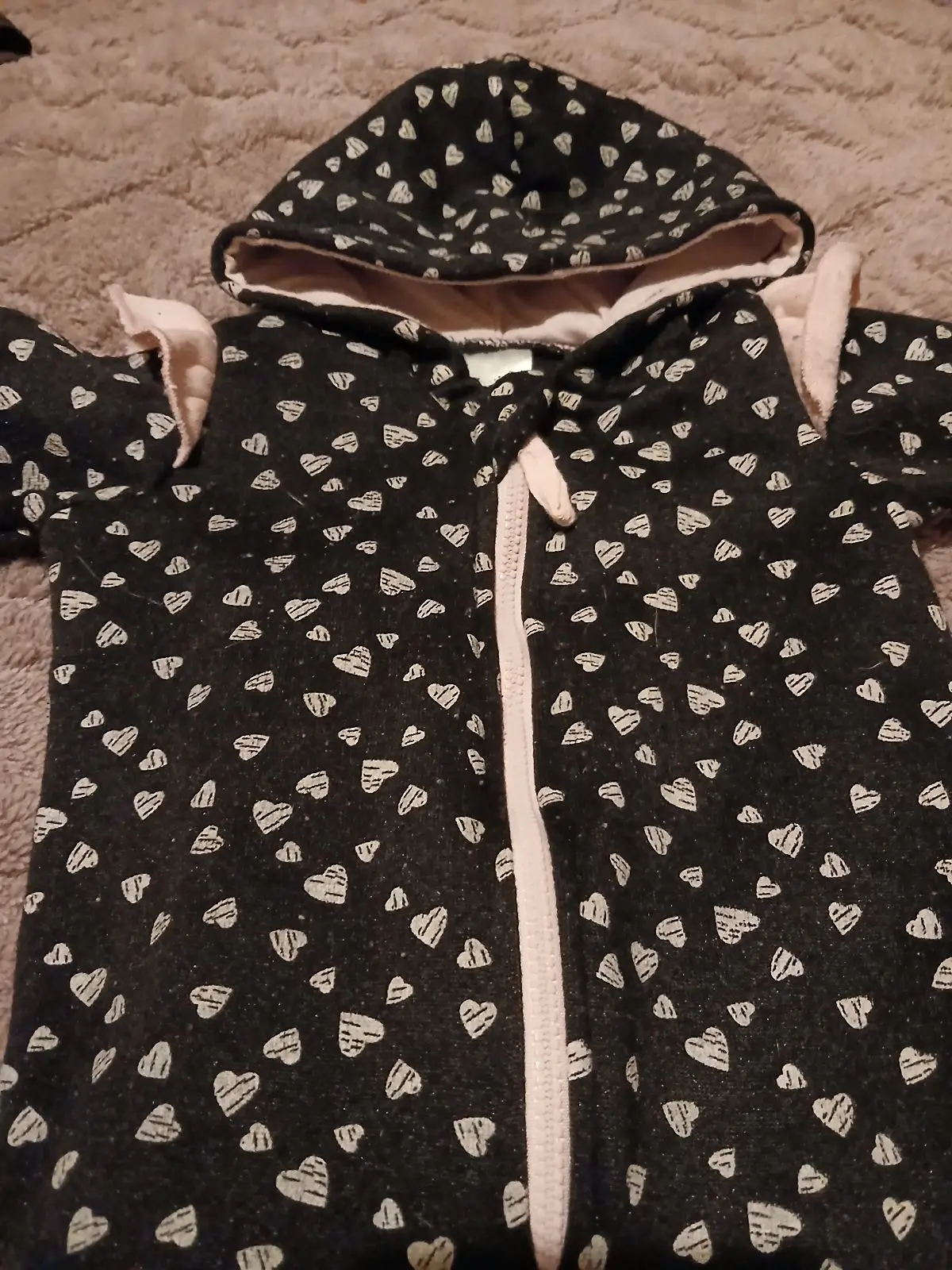 Black Baby Onesie with Heart Patterns