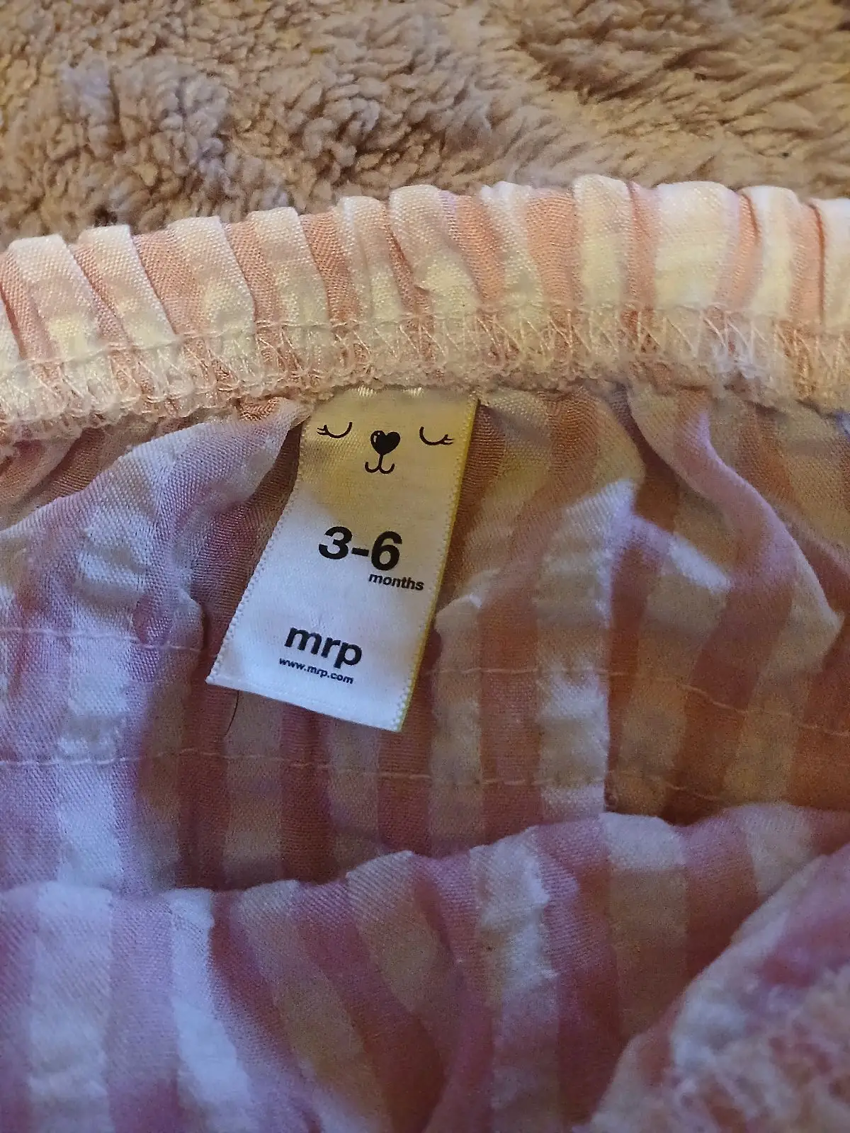 Mr Price Baby Shorts Peach Striped 3-6M
