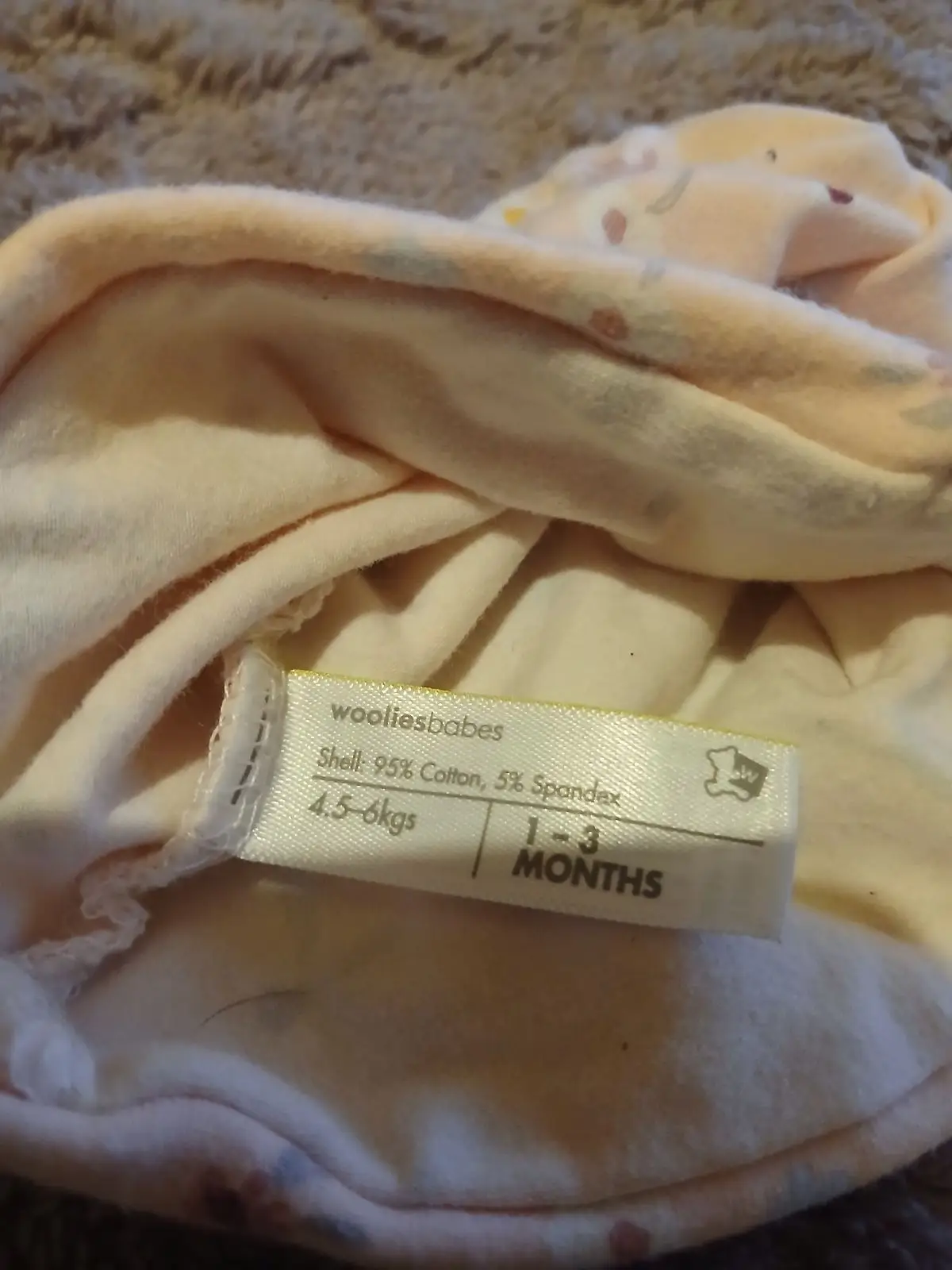 Woolworths Baby Hat Cream Floral 1-3 Months