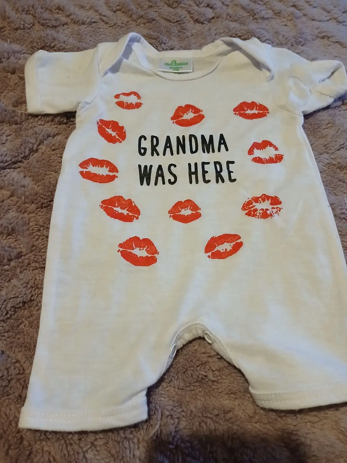 Cream Baby Romper 'Grandma Was Here' Newborn
