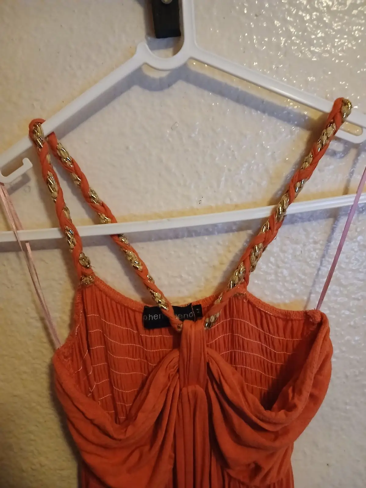 Orange Sleeveless Dress with Chain Straps