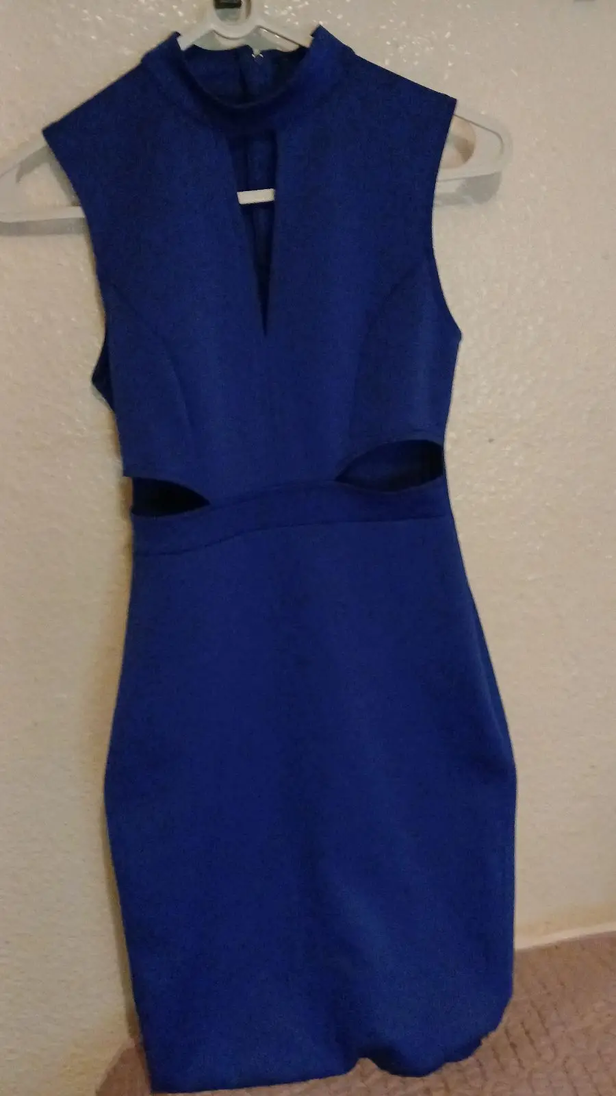 Royal Blue Sleeveless Dress with Black Cutout
