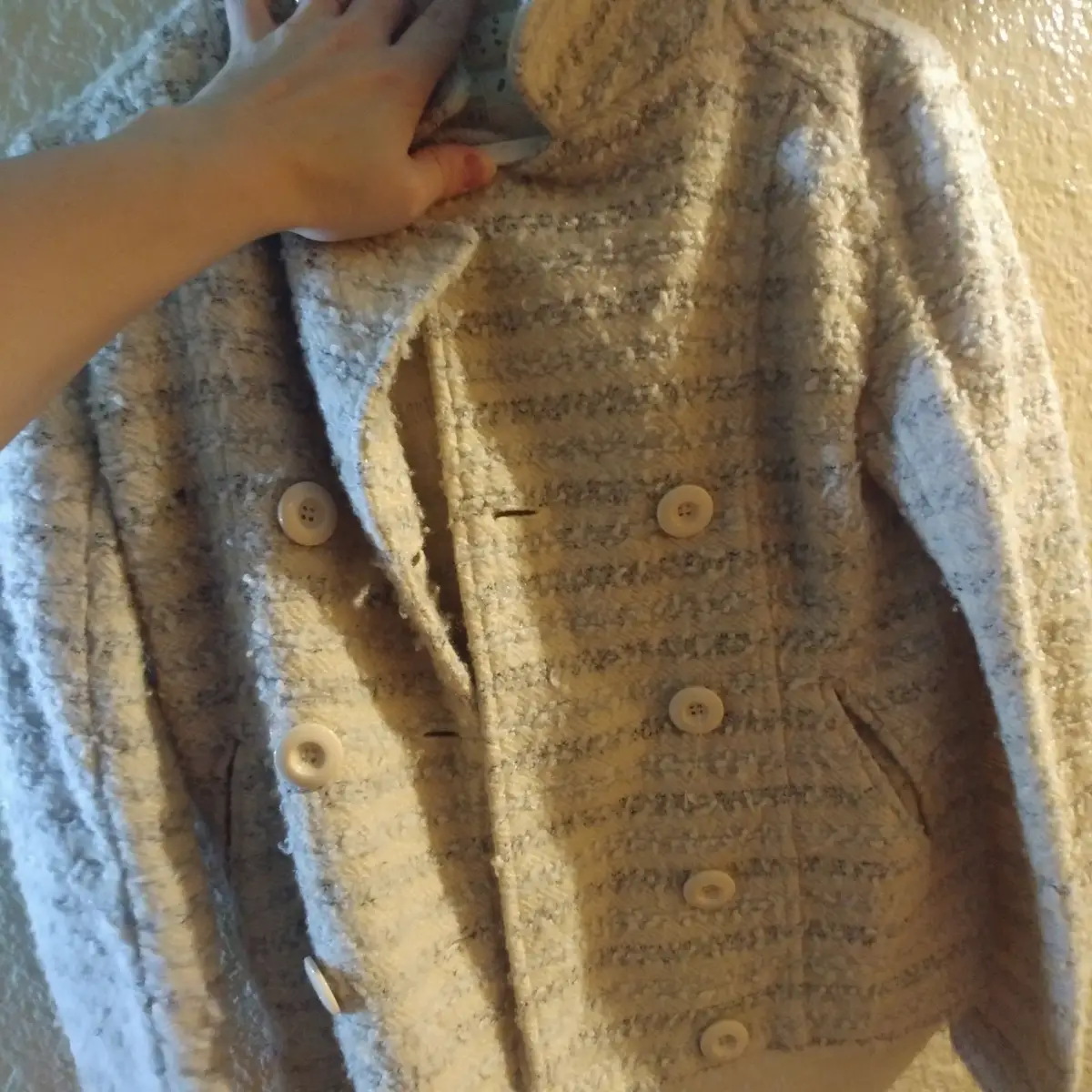 Beige Textured Blazer Jacket Size M