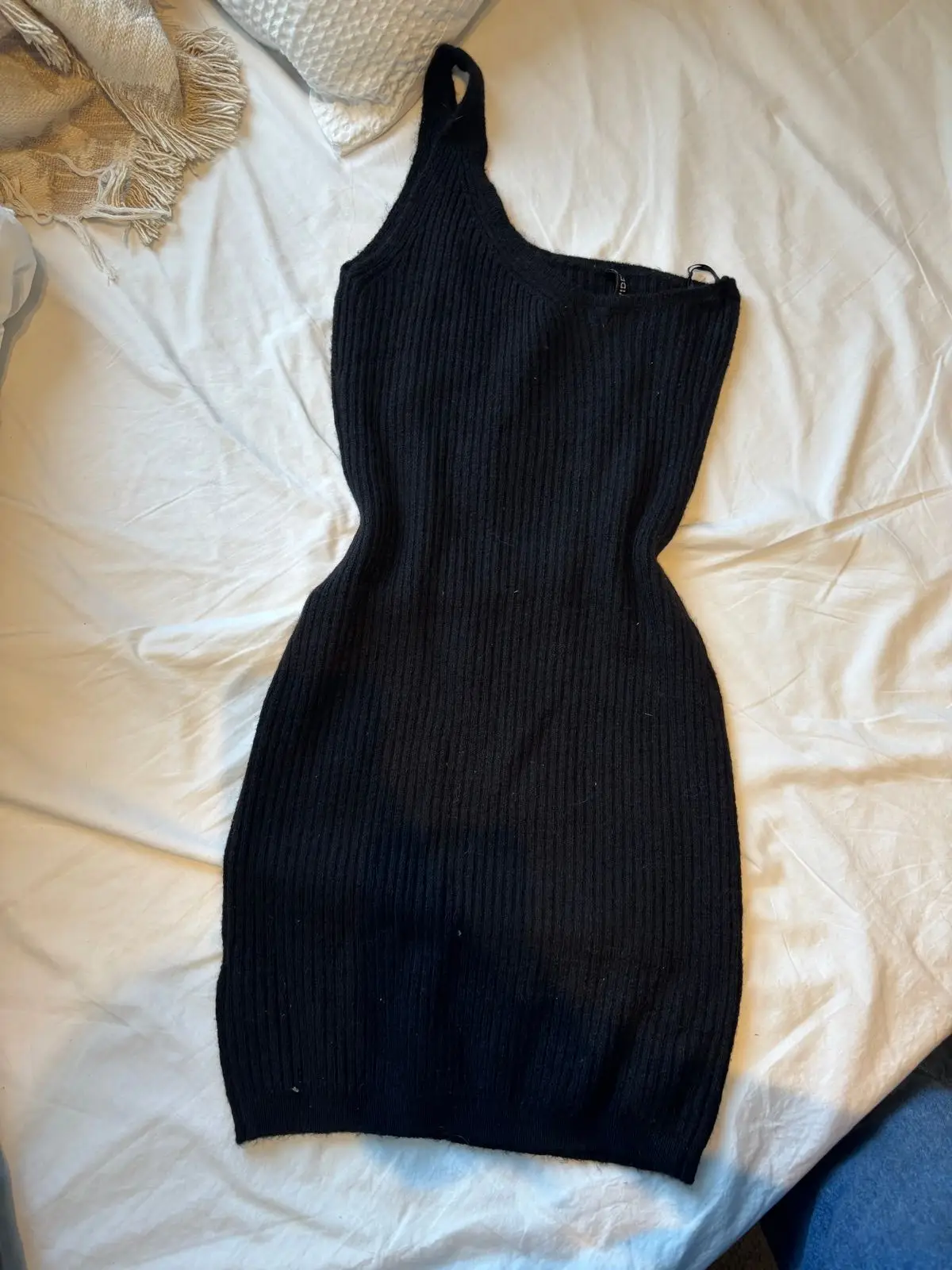 H&M Black Ribbed Sleeveless Mini Dress Size M