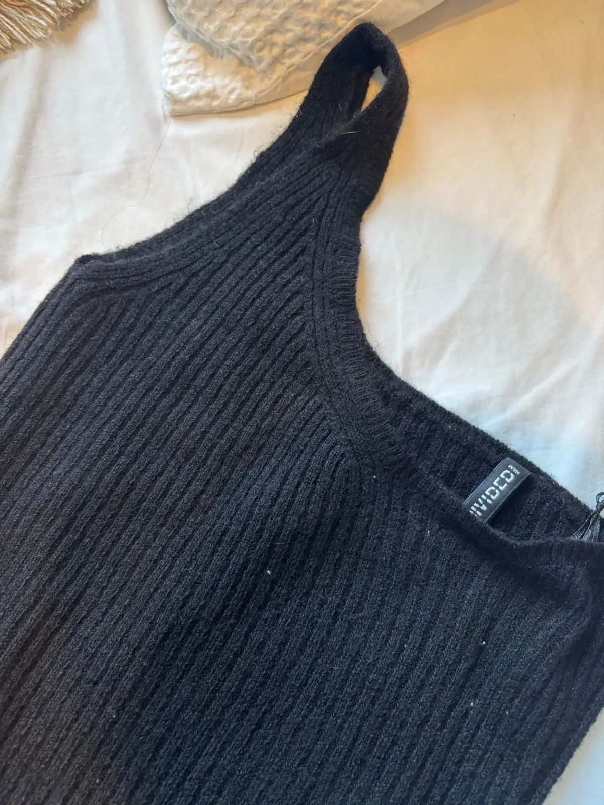 H&M Black Ribbed Sleeveless Mini Dress Size M