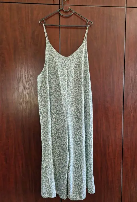 Shein Green and white floral jumpsuit