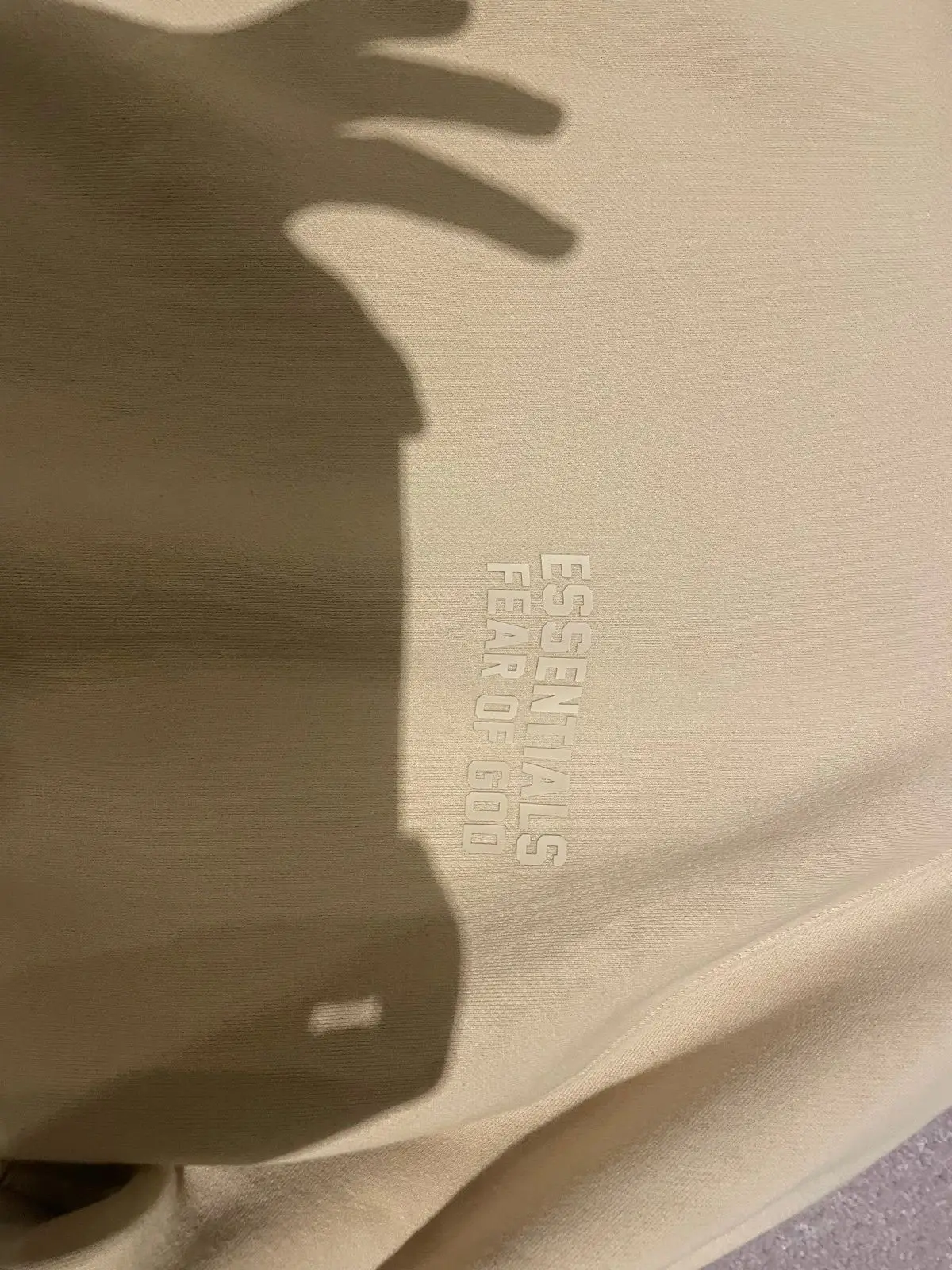 Fear of God Essentials Beige Logo Hoodie