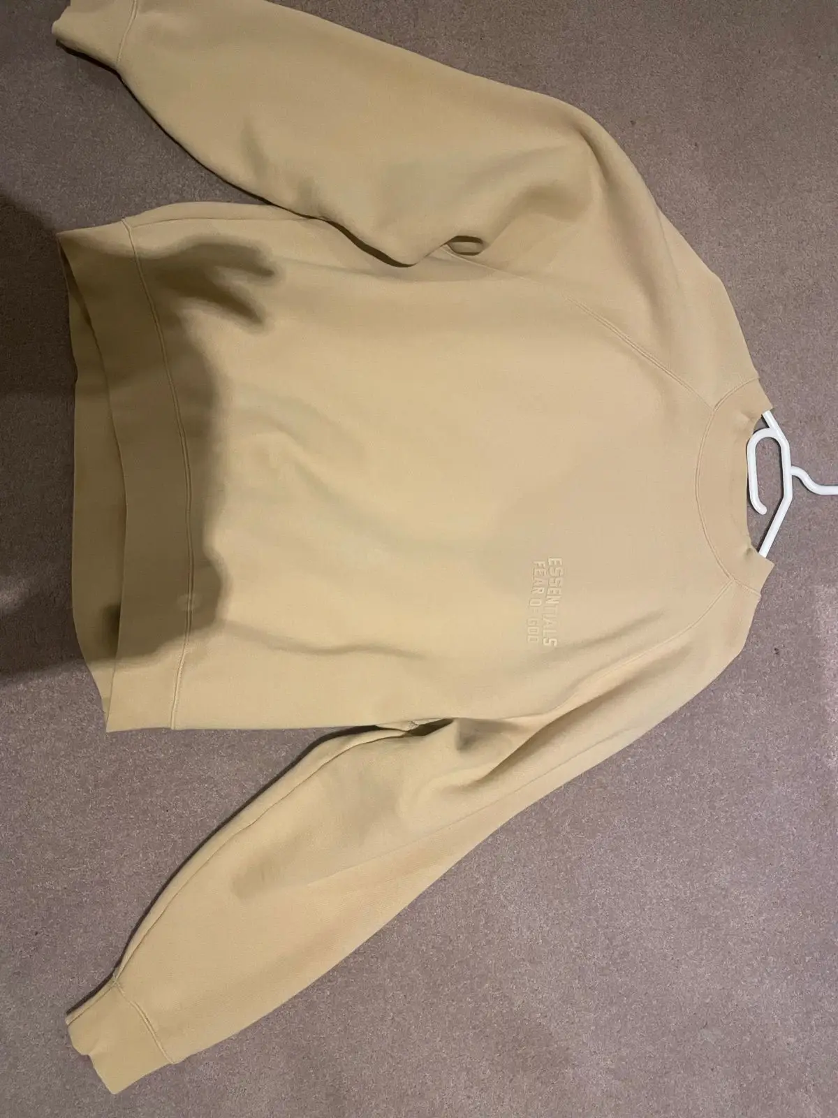 Fear of God Essentials Beige Logo Hoodie
