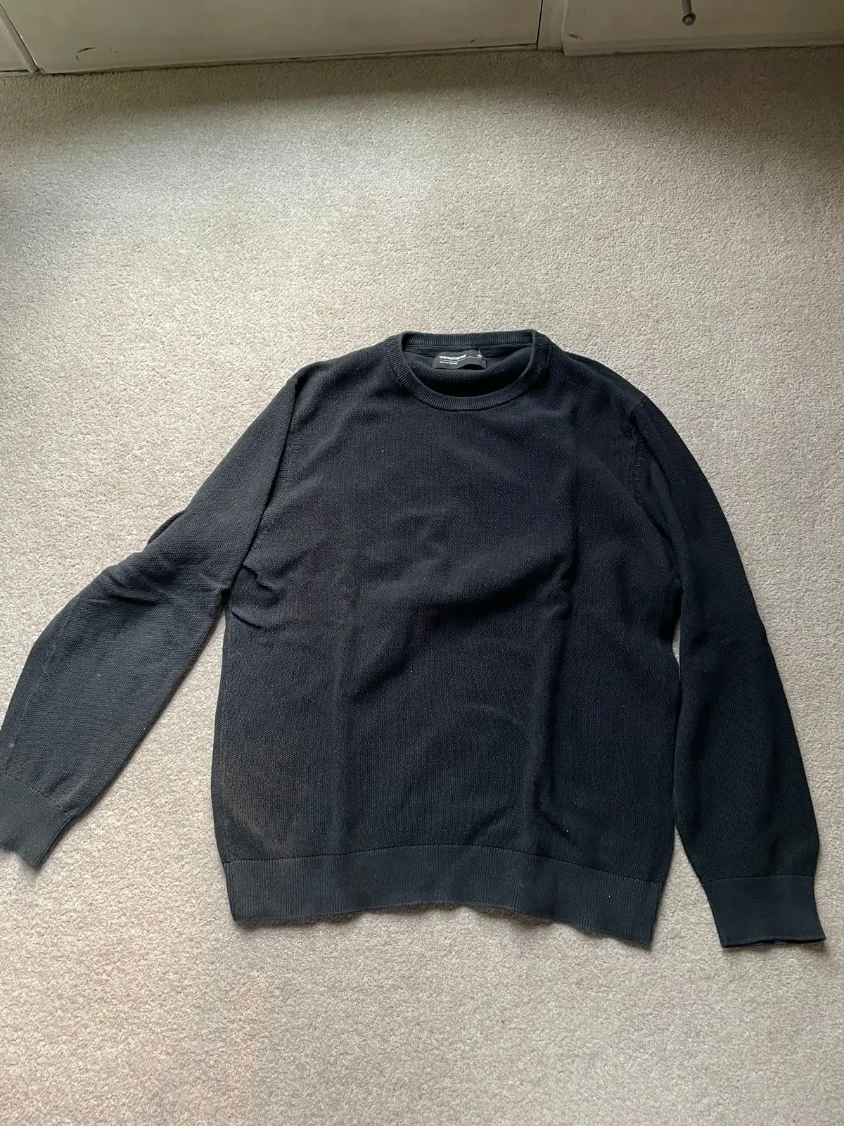 Woolworths Black Cotton Blend Crewneck Knit Sweater Size M