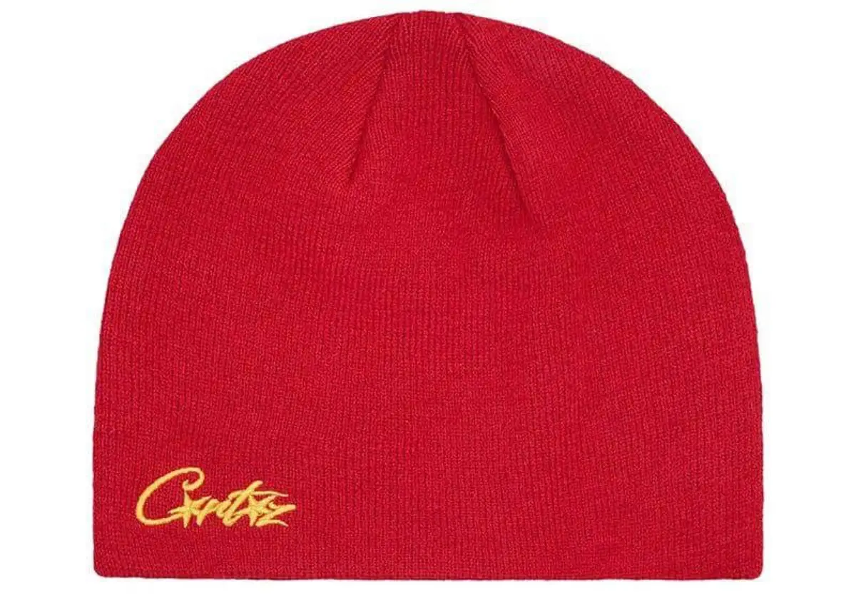 Corteiz Red Script Logo Embroidered Beanie