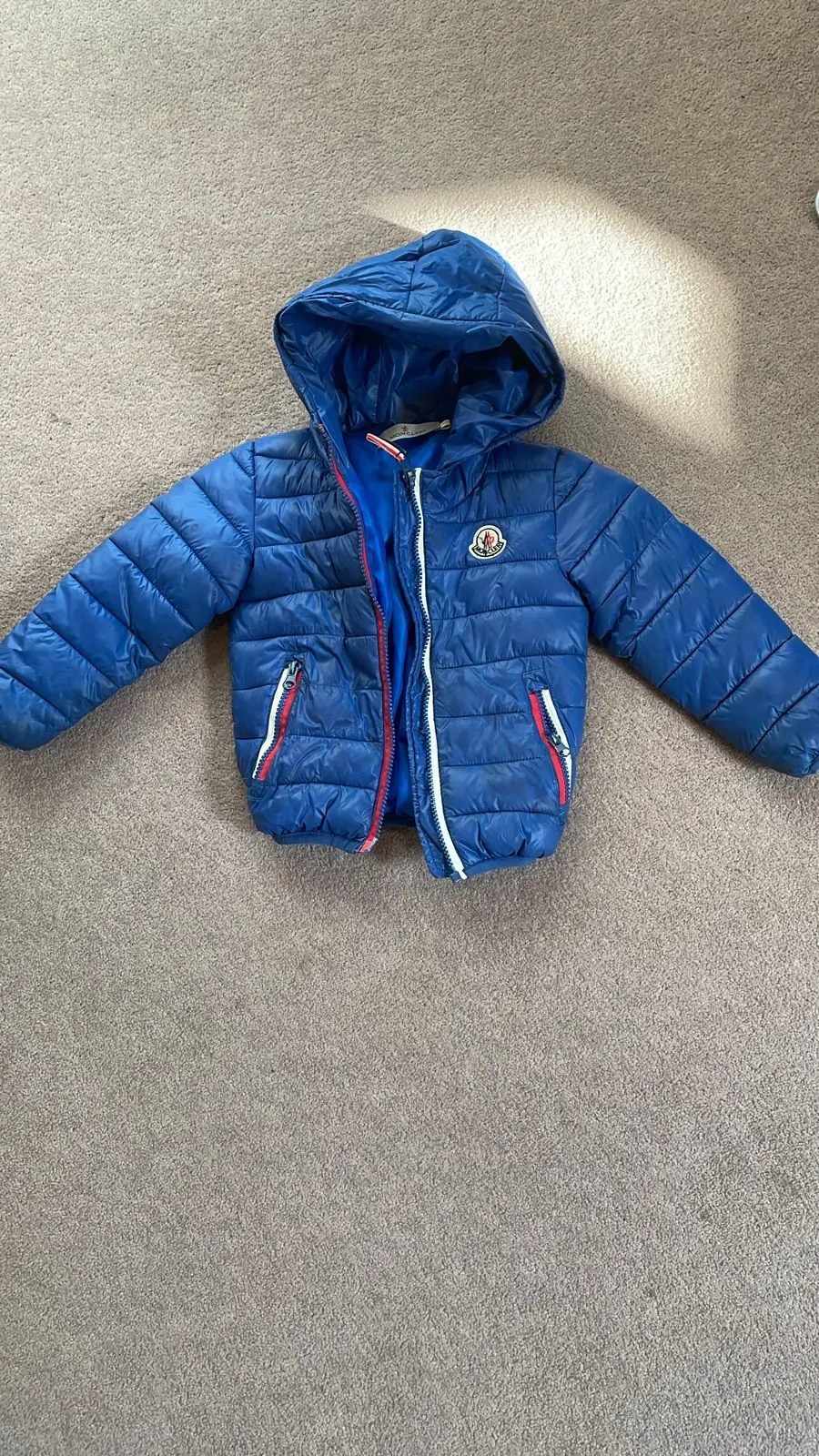 Moncler Kids Blue Hooded Puffer Jacket