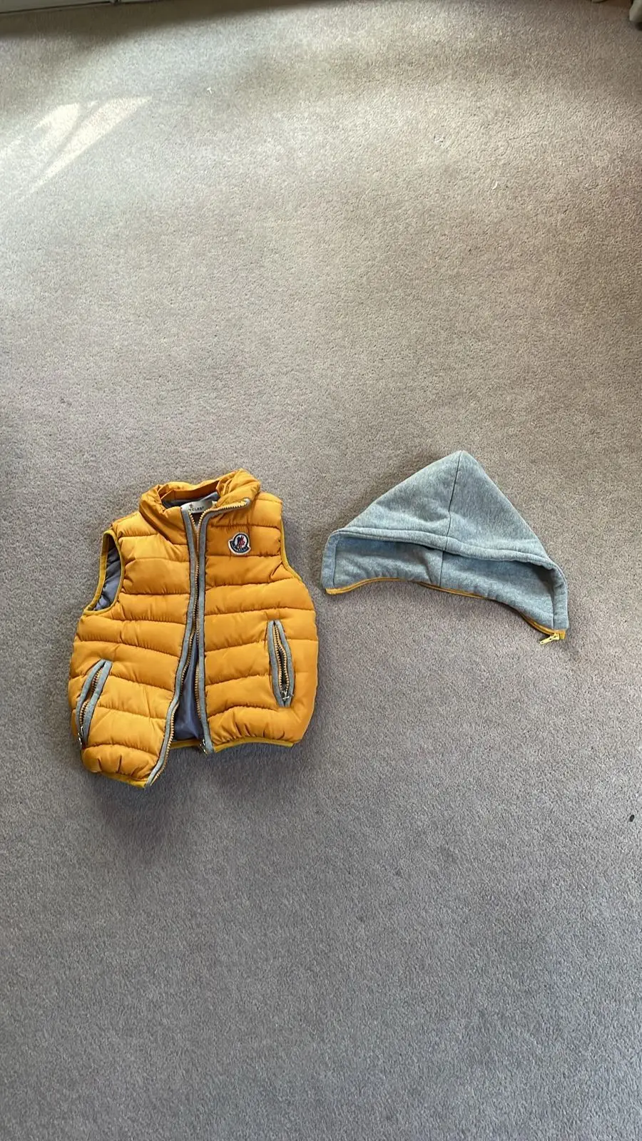 Moncler Kids Hooded Puffer Gilet Vest Yellow