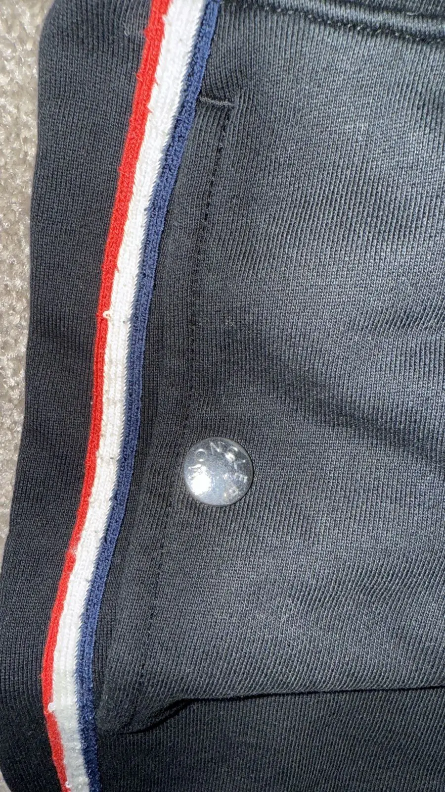 Moncler Tricolour Stripe Sweat Shorts Navy