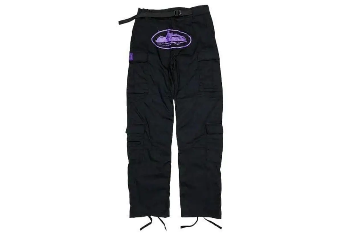 Corteiz Alcatraz Black & Purple Cargo Pants