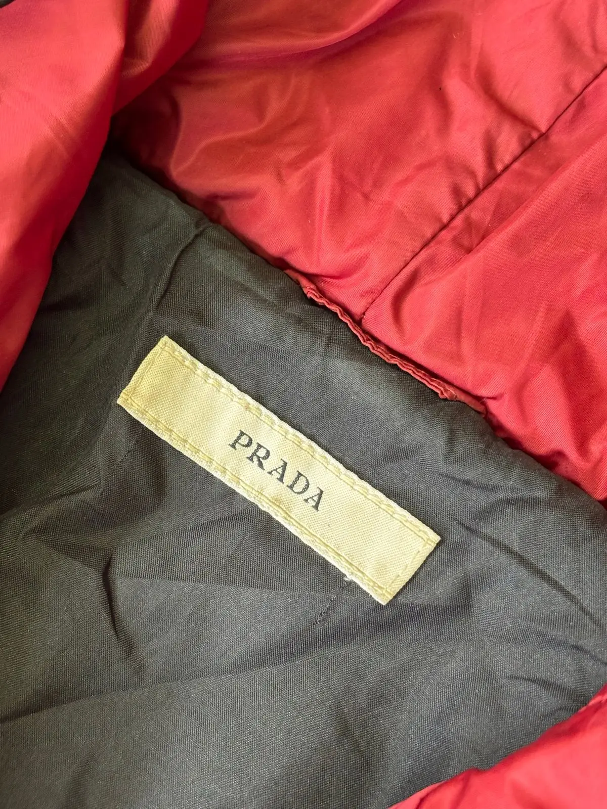 Prada Red Hooded Nylon Long Coat