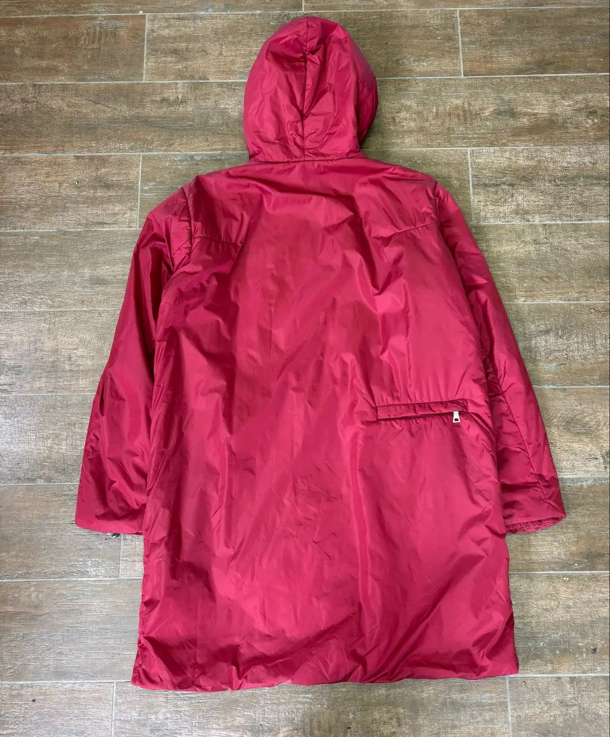 Prada Red Hooded Nylon Long Coat