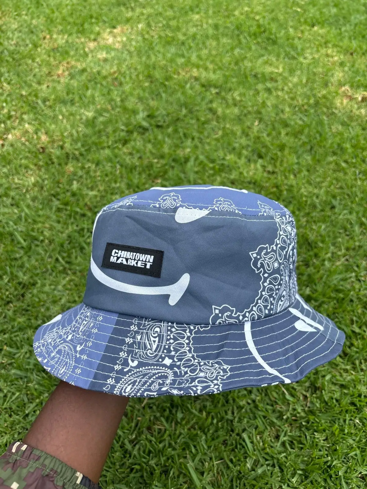 Chinatown Market Blue Bandana Smiley Bucket Hat