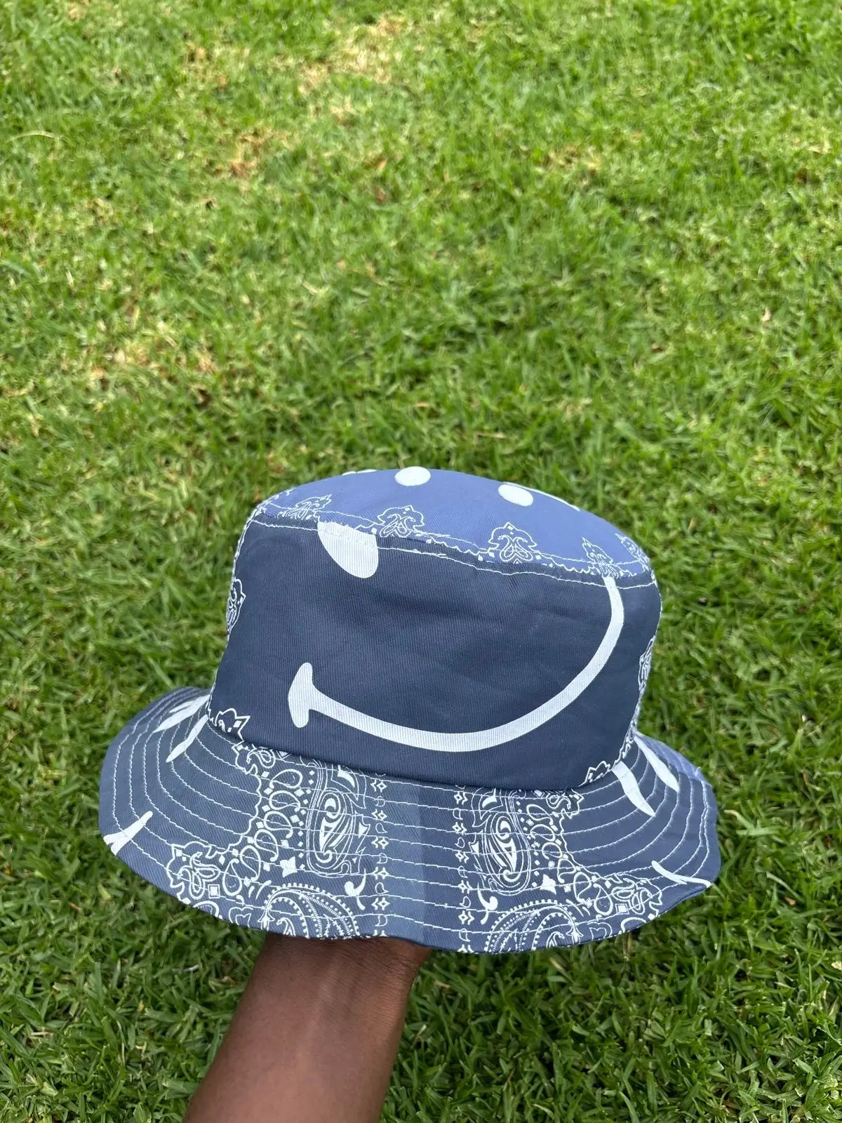 Chinatown Market Blue Bandana Smiley Bucket Hat
