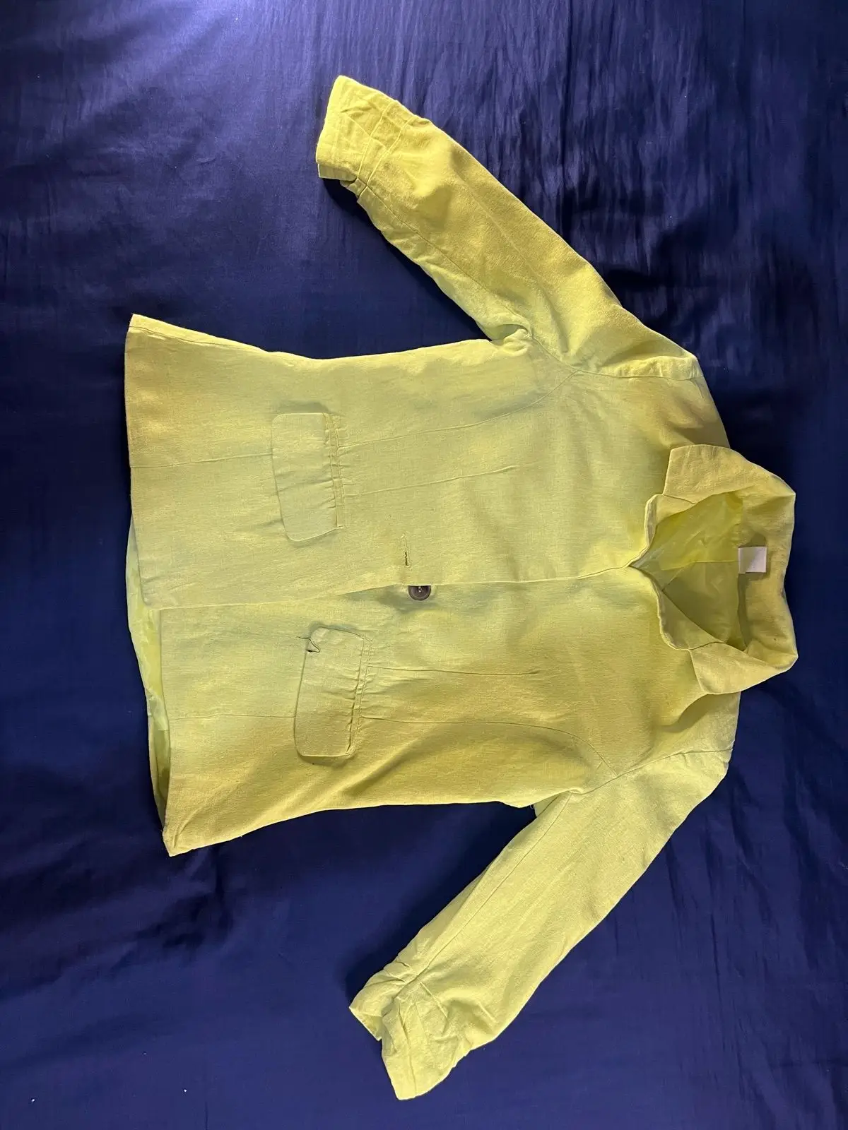 Zara Yellow Linen Button-Up Jacket