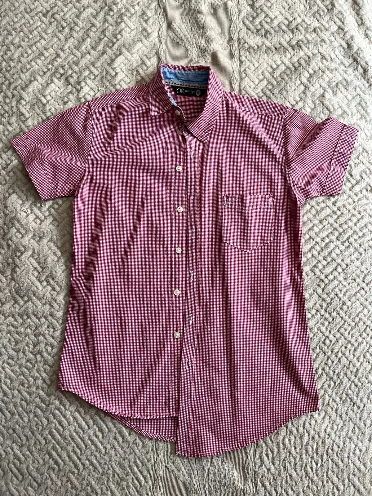 Mr Price Oakridge Men's Short Sleeve Red Gingham Button-Up Shirt