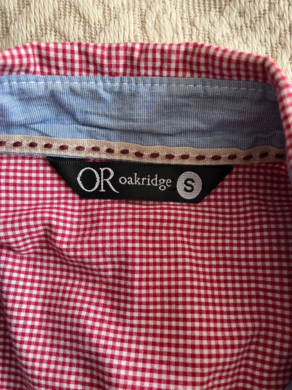 Oakridge Men's Short Sleeve Red Gingham Button-Up Shirt