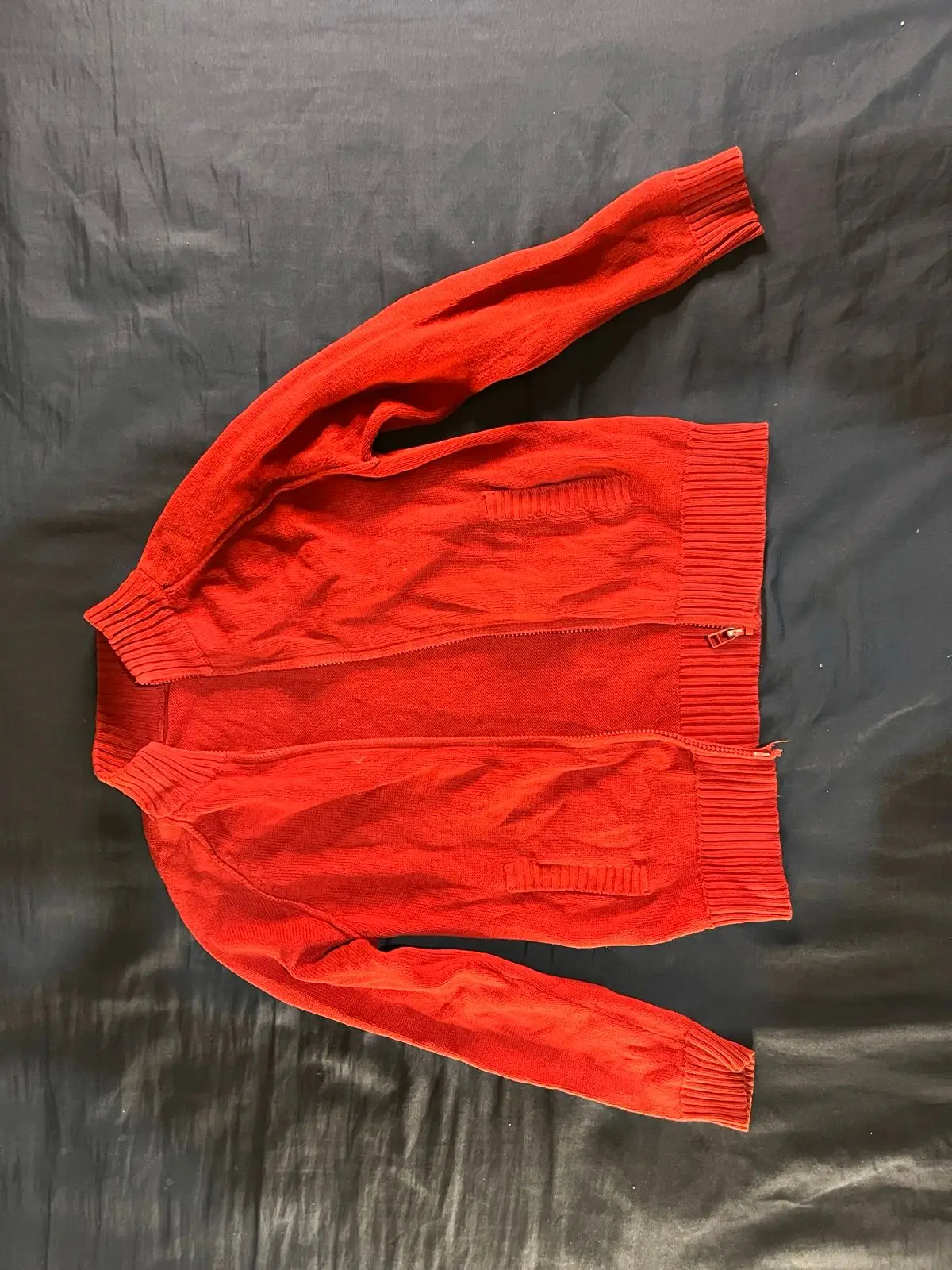 Zara Kids Red Zip-Up Knit Cardigan