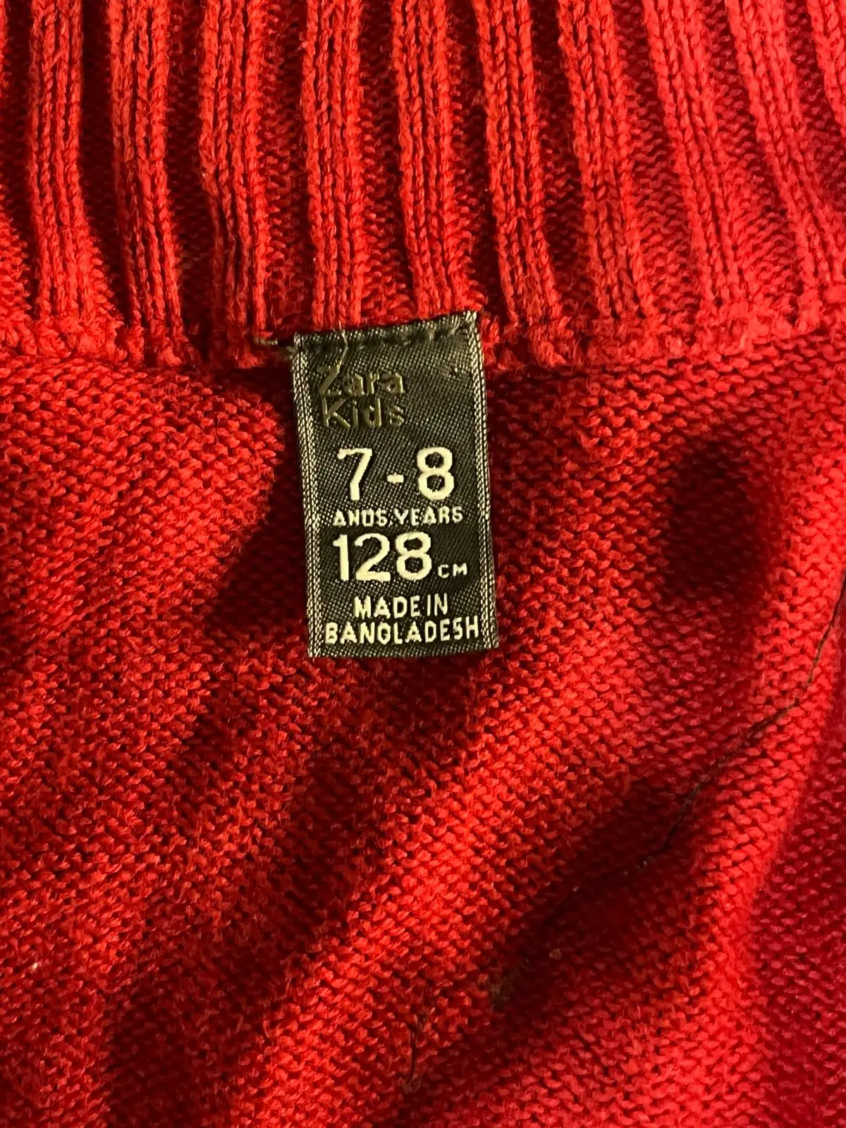 Zara Kids Red Zip-Up Knit Cardigan