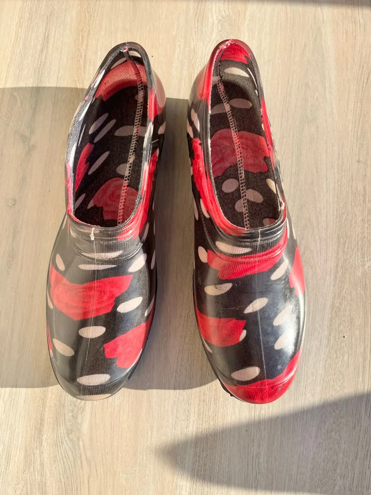 H&M Floral Print Rubber Rain Ankle Boots